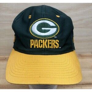 Vintage Green Bay Packers Logo 7 Snapback Hat Cap 90s NFL Football Green Yellow